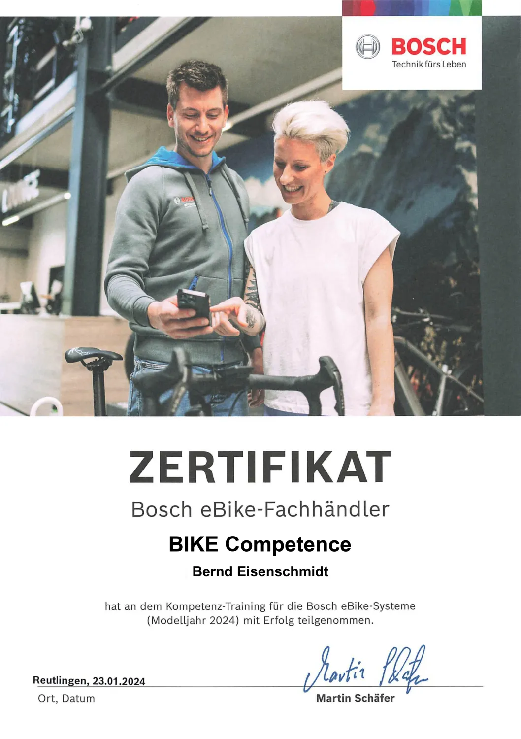 Zertifikat von bike-competence.de