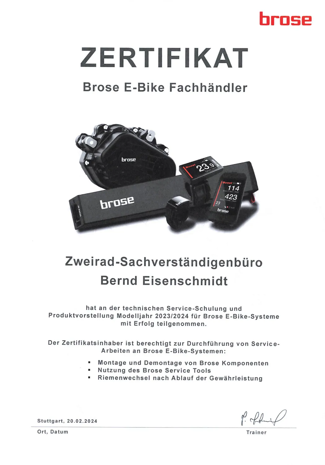 Zertifikat von bike-competence.de