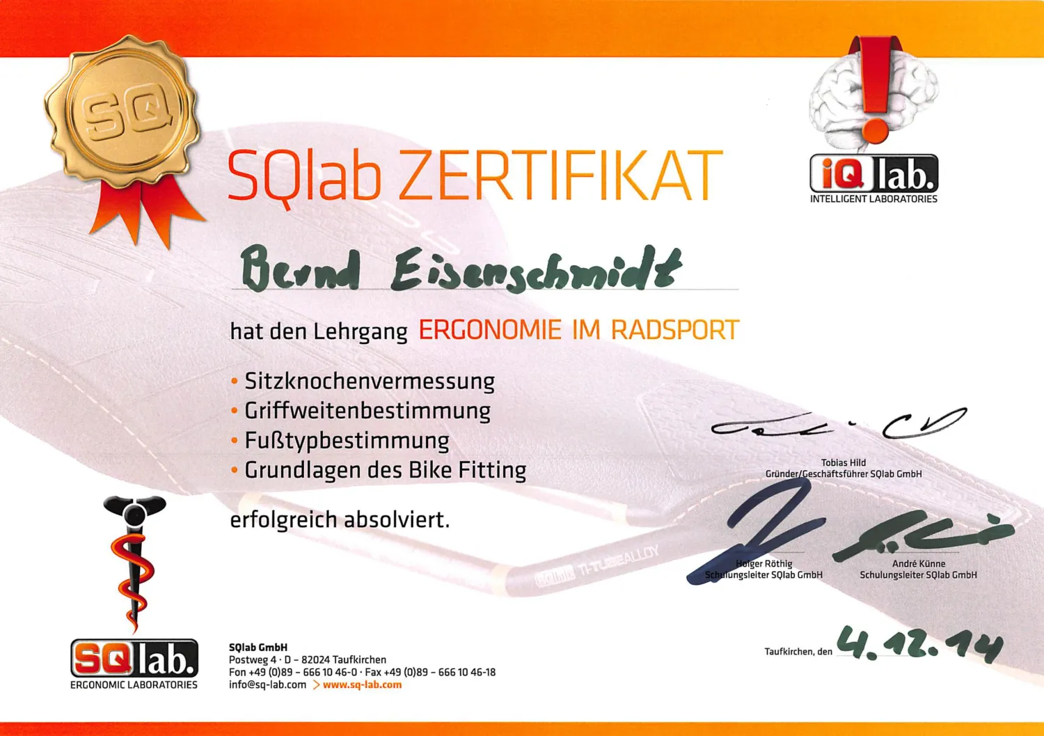 Zertifikat von bike-competence.de