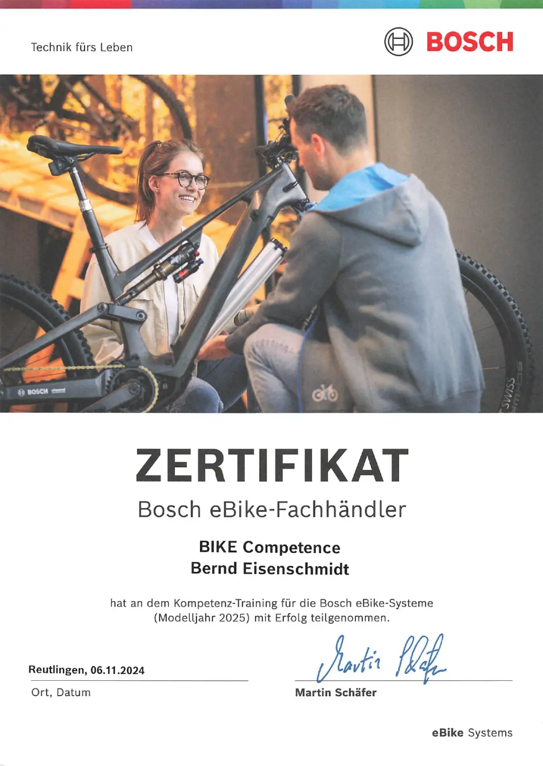 Zertifikat von bike-competence.de